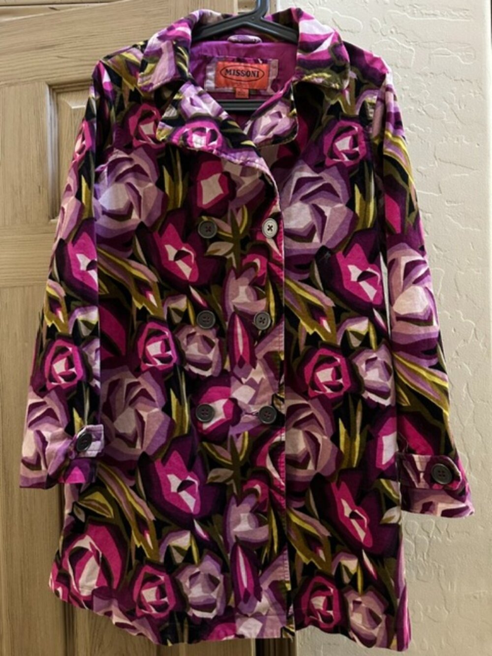 Missoni for Target - Groovy Floral Velvet Pea Coat Magenta Purple (GIRLS XL)
